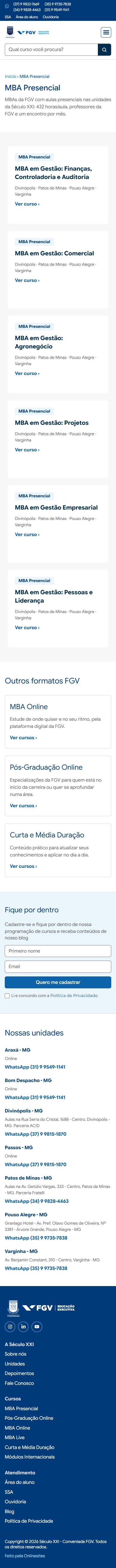 Listagem MBA Presencial, depois, celular