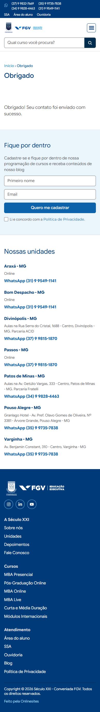 Obrigado, depois, celular