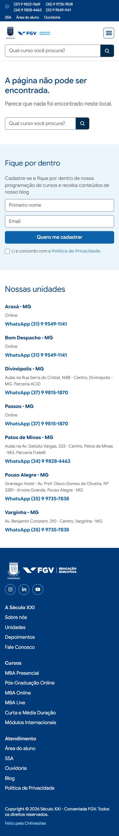 Página não encontrada (404), depois, celular